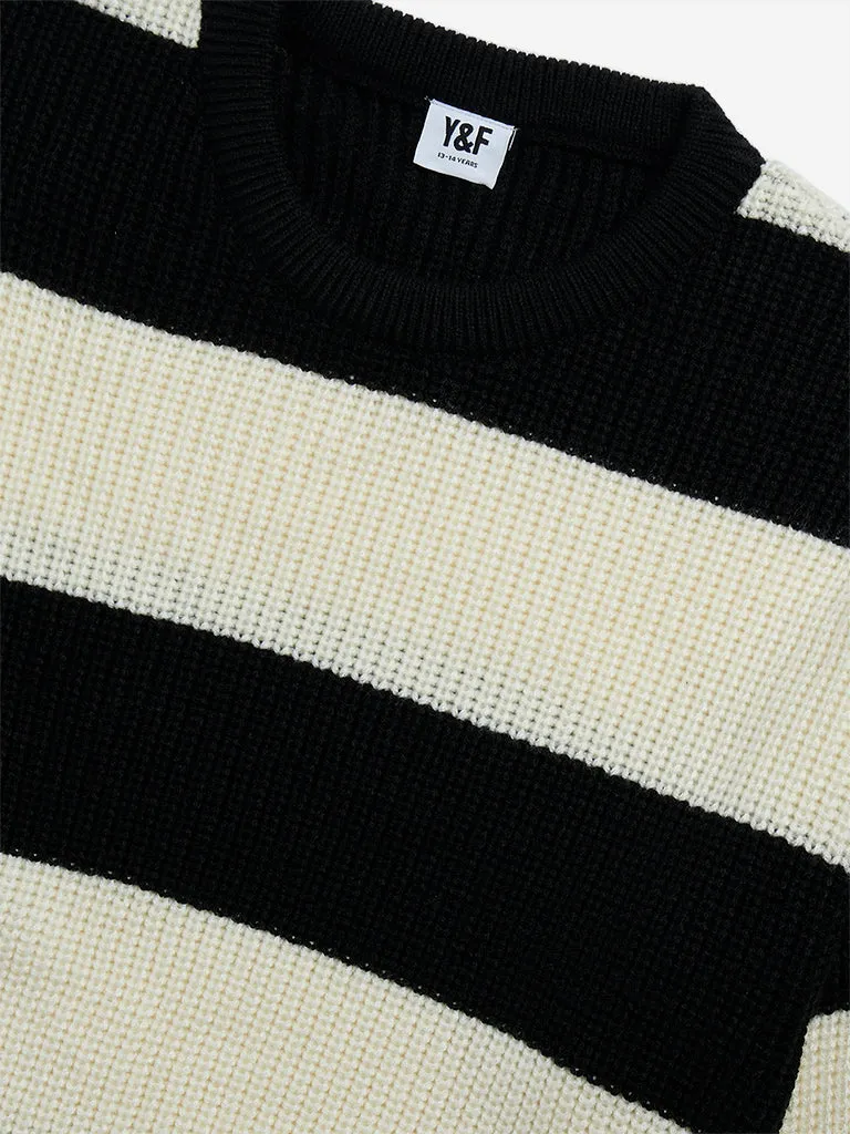 Y&F Kids Black Striped Sweater